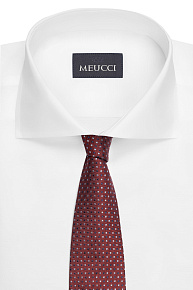 Бордовый галстук из шелка с мелким цветным орнаментом (EKM212202-68)