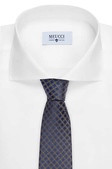 Галстук из шелка для мужчин бренда Meucci (Италия), арт. 37268/1 - фото. Цвет: Темно-фиолетовый с принтом. Купить в интернет-магазине https://shop.meucci.ru
