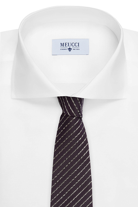 Бордовый галстук в косую полоску для мужчин бренда Meucci (Италия), арт. J1456/2 - фото. Цвет: Бордовый. Купить в интернет-магазине https://shop.meucci.ru

