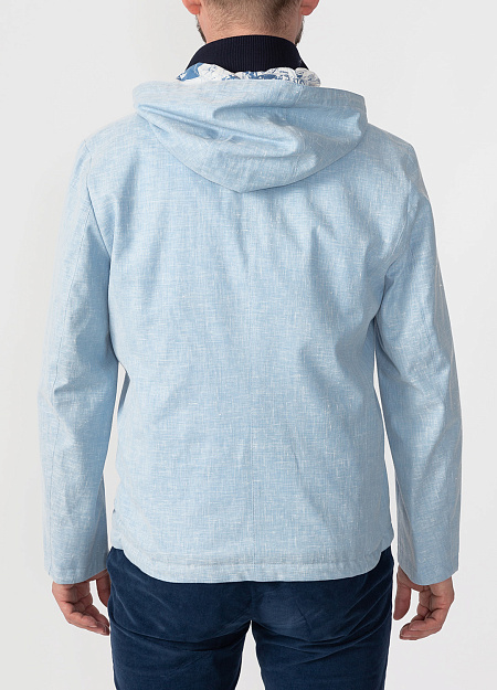 Голубая ветровка из шерсти, льна и шелка для мужчин бренда Meucci (Италия), арт. 11153 - фото. Цвет: Голубой. Купить в интернет-магазине https://shop.meucci.ru
