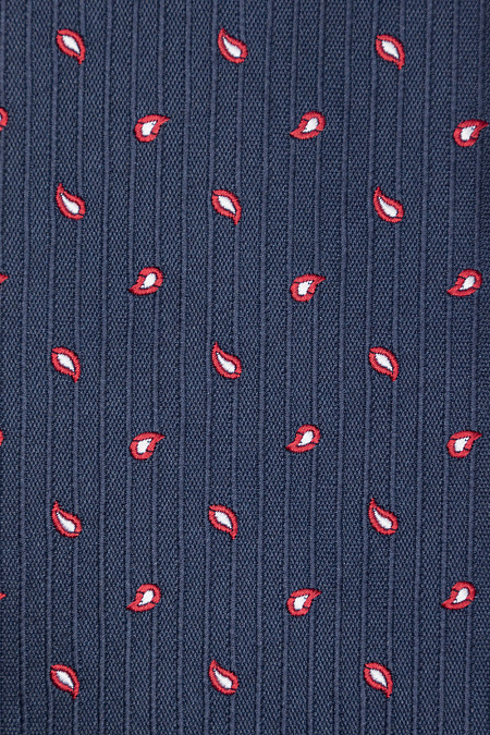 Темно-синий галстук с дизайном для мужчин бренда Meucci (Италия), арт. 03202006-26 - фото. Цвет: Синий с красным . Купить в интернет-магазине https://shop.meucci.ru
