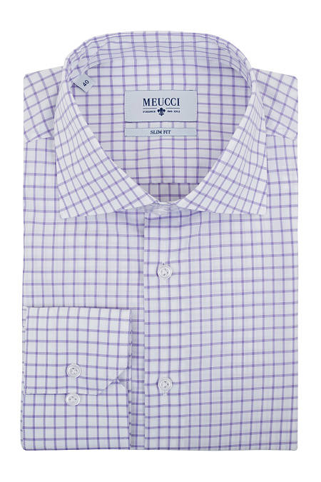 Модная мужская хлопковая рубашка в клетку арт. SL 90102 R 23272/141404 от Meucci (Италия) - фото. Цвет: Белый, крупная клетка. Купить в интернет-магазине https://shop.meucci.ru

