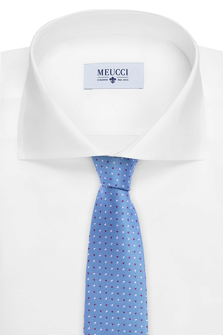 Голубой галстук с мелким узором для мужчин бренда Meucci (Италия), арт. 36300/3 - фото. Цвет: Голубой. Купить в интернет-магазине https://shop.meucci.ru
