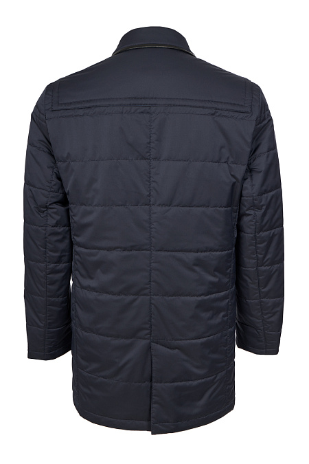 Утепленная стеганая куртка-плащ средней длины для мужчин бренда Meucci (Италия), арт. 2012 - фото. Цвет: Тёмно-синий. Купить в интернет-магазине https://shop.meucci.ru
