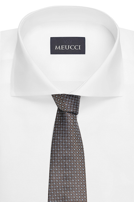 Коричневый галстук из шелка с цветным орнаментом для мужчин бренда Meucci (Италия), арт. EKM212202-11 - фото. Цвет: Коричневый, цветной орнамент. Купить в интернет-магазине https://shop.meucci.ru
