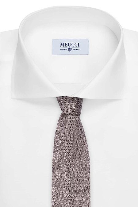 Вязаный серебристо-бежевый галстук для мужчин бренда Meucci (Италия), арт. 1295/24 - фото. Цвет: Бежевый. Купить в интернет-магазине https://shop.meucci.ru
