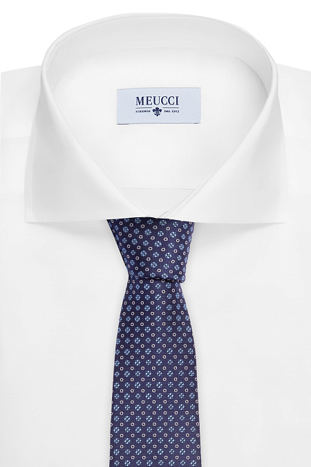 Галстук из шелка для мужчин бренда Meucci (Италия), арт. 7147/1 - фото. Цвет: Синий. Купить в интернет-магазине https://shop.meucci.ru
