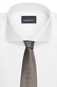 Шелковый галстук темно-синего цвета с орнаментом (EKM212202-24)