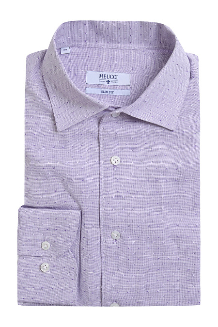 Модная мужская классическая сиреневая рубашка арт. MS18082 от Meucci (Италия) - фото. Цвет: Сиреневый. Купить в интернет-магазине https://shop.meucci.ru

