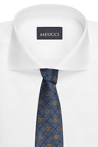 Синий галстук из шелка с орнаментом (EKM212202-73)
