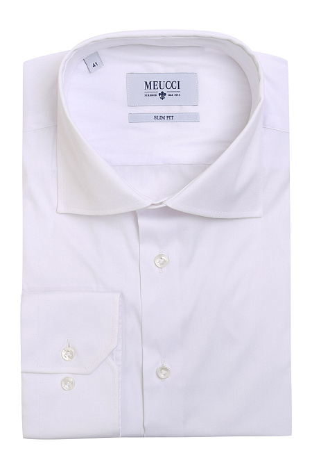 Модная мужская приталенная рубашка белого цвета арт. SL 90202 RL 20271/151571 от Meucci (Италия) - фото. Цвет: Белый. Купить в интернет-магазине https://shop.meucci.ru


