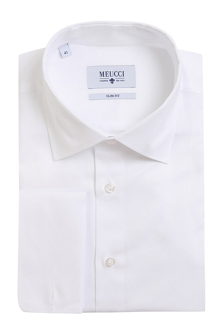 Модная мужская классическая белая рубашка под запонки арт. SL 90204 R 10171/141520Z под запонки от Meucci (Италия) - фото. Цвет: Белый. Купить в интернет-магазине https://shop.meucci.ru
