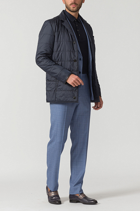 Стеганая куртка-пиджак для мужчин бренда Meucci (Италия), арт. 1417 - фото. Цвет: Тёмно-синий. Купить в интернет-магазине https://shop.meucci.ru
