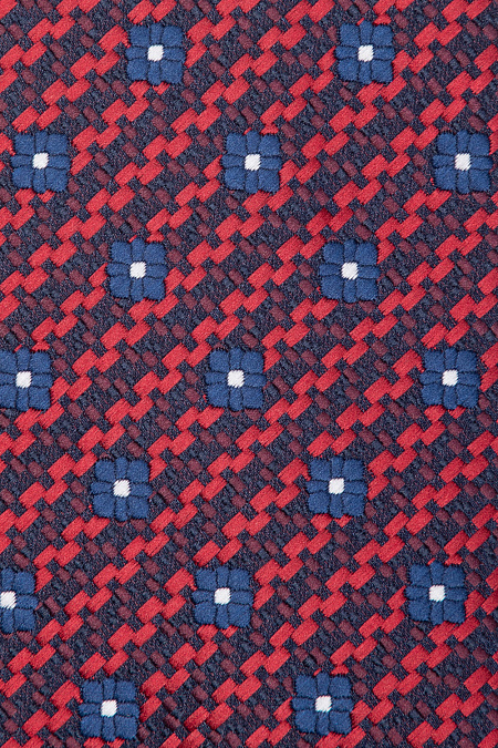 Бордовый галстук с орнаментом для мужчин бренда Meucci (Италия), арт. 03202006-38 - фото. Цвет: Бордовый с орнаментом. Купить в интернет-магазине https://shop.meucci.ru
