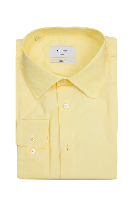 Модная мужская хлопковая рубашка с длинным рукавом  арт. SL 90102 R 11182/141810 от Meucci (Италия) - фото. Цвет: Желтый. Купить в интернет-магазине https://shop.meucci.ru


