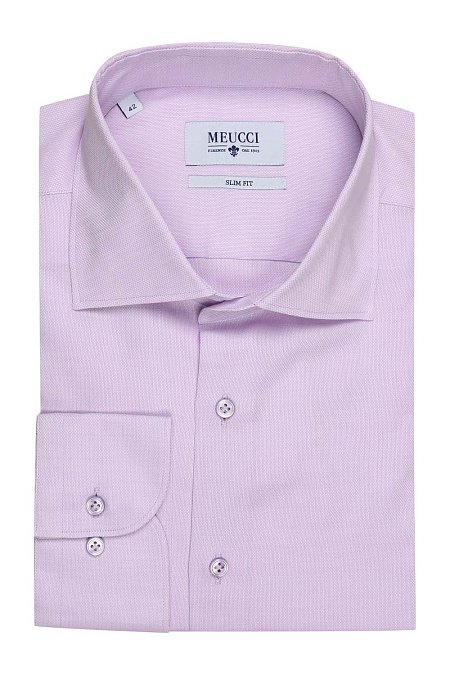 Модная мужская классическая рубашка из хлопка арт. SL 90103 RL 13162/141172 от Meucci (Италия) - фото. Цвет: Светло-сиреневый. Купить в интернет-магазине https://shop.meucci.ru

