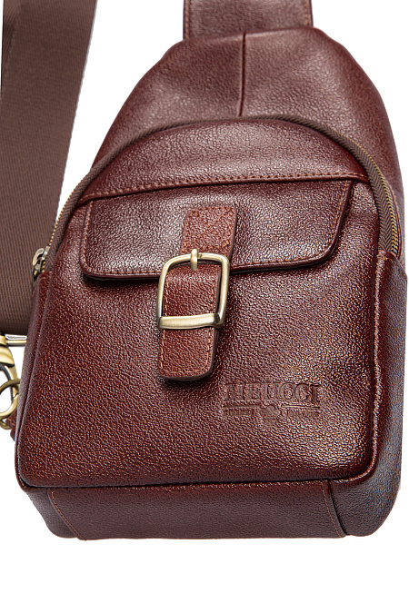 Кожаная сумка-слинг коричневая  для мужчин бренда Meucci (Италия), арт. O-78156 dk.Cognac - фото. Цвет: Коричневый. Купить в интернет-магазине https://shop.meucci.ru
