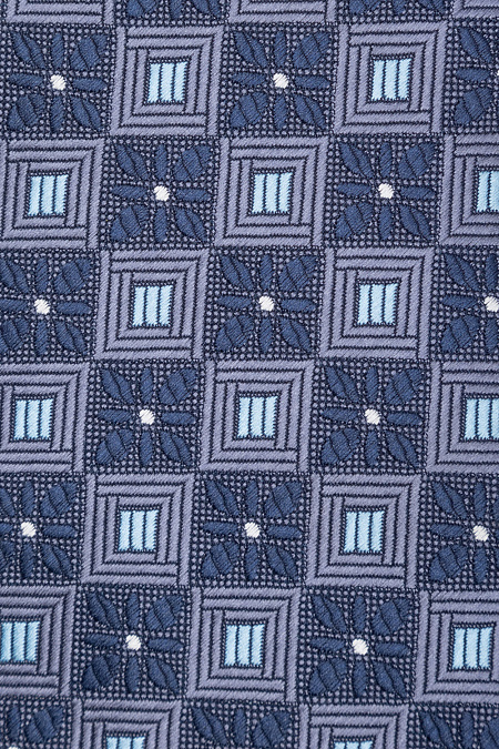 Синий галстук с орнаментом для мужчин бренда Meucci (Италия), арт. 03202006-71 - фото. Цвет: Цветной принт. Купить в интернет-магазине https://shop.meucci.ru
