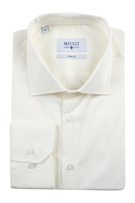 Модная мужская приталенная рубашка в цвете шампань арт. SL 91602 R 11261/141104 Meucci (Италия) - фото. Цвет: Шампань. 