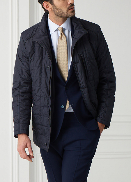 Утепленная стеганая куртка для мужчин бренда Meucci (Италия), арт. 13221 - фото. Цвет: Темно-синий. Купить в интернет-магазине https://shop.meucci.ru
