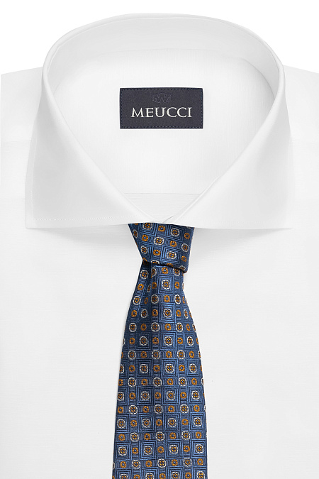 Синий галстук из шелка с орнаментом для мужчин бренда Meucci (Италия), арт. EKM212202-29 - фото. Цвет: Синий, цветной орнамент. Купить в интернет-магазине https://shop.meucci.ru
