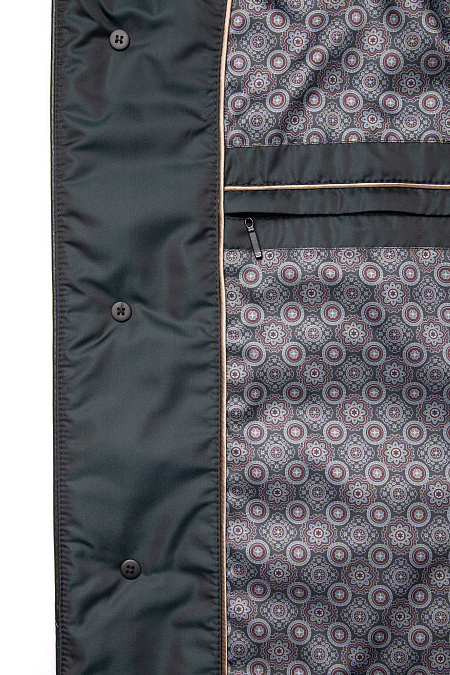 Утепленная стеганая куртка средней длины  для мужчин бренда Meucci (Италия), арт. 2585 - фото. Цвет: Темно-зеленый с отливом. Купить в интернет-магазине https://shop.meucci.ru
