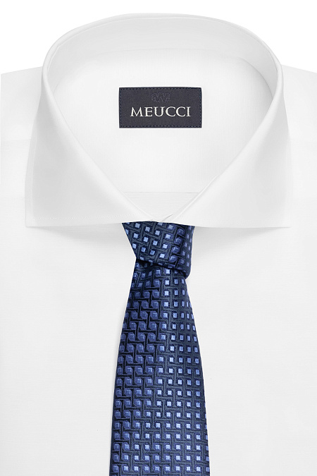 Галстук синего цвета с орнаментом для мужчин бренда Meucci (Италия), арт. EKM212202-127 - фото. Цвет: Синий с орнаментом. Купить в интернет-магазине https://shop.meucci.ru
