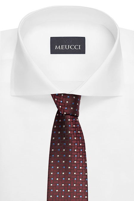 Бордовый галстук с цветным орнаментом для мужчин бренда Meucci (Италия), арт. EKM212202-120 - фото. Цвет: Бордовый, цветной орнамент. Купить в интернет-магазине https://shop.meucci.ru
