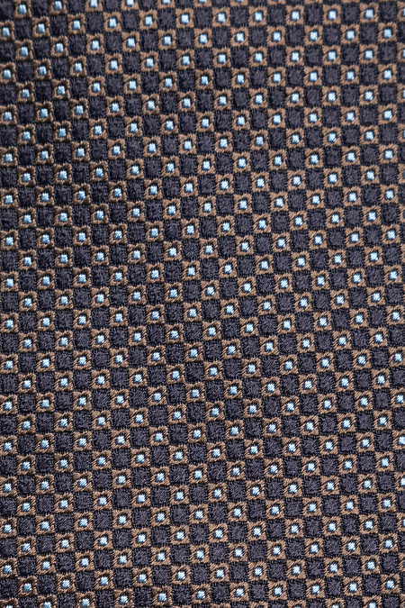 Галстук из шелка с мелким орнаментом для мужчин бренда Meucci (Италия), арт. EKM212202-41 - фото. Цвет: Синий, коричневый, голубой. Купить в интернет-магазине https://shop.meucci.ru
