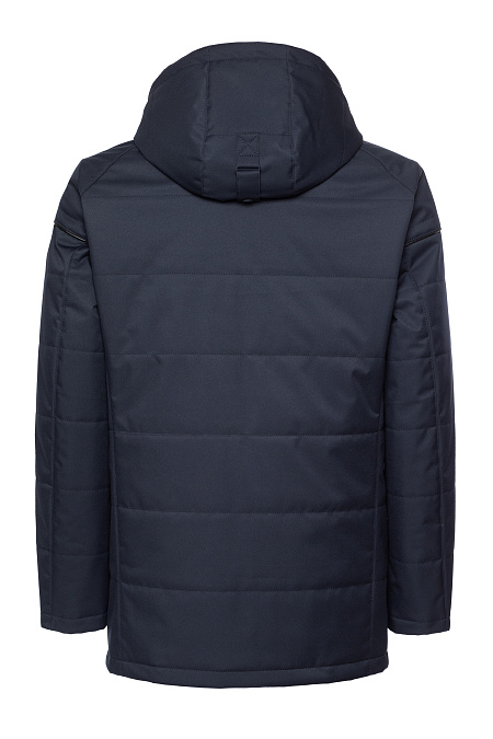Утепленная куртка средней длины с капюшоном  для мужчин бренда Meucci (Италия), арт. 5616 - фото. Цвет: Темно-синий. Купить в интернет-магазине https://shop.meucci.ru
