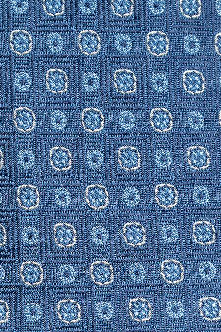 Синий галстук из шелка с цветным орнаментом для мужчин бренда Meucci (Италия), арт. EKM212202-28 - фото. Цвет: Синий, цветной орнамент. Купить в интернет-магазине https://shop.meucci.ru
