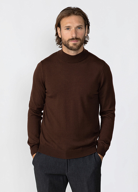 Шерстяной джемпер коричневого цвета  для мужчин бренда Meucci (Италия), арт. 410LC20/61247 - фото. Цвет: Коричневый. Купить в интернет-магазине https://shop.meucci.ru
