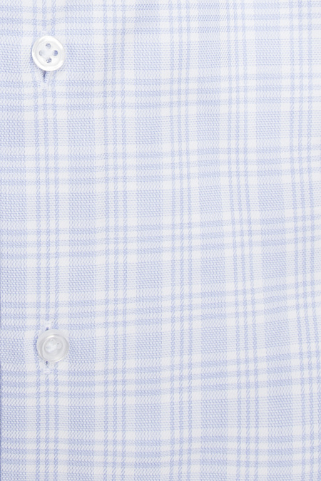 Модная мужская рубашка хлопковая в бело-голубую клетку  арт. SL 902022 RL 91GZ/302218 от Meucci (Италия) - фото. Цвет: Бело-голубая клетка.
