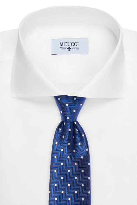 Шелковый галстук с узором для мужчин бренда Meucci (Италия), арт. 8192/2 - фото. Цвет: Синий с узором. Купить в интернет-магазине https://shop.meucci.ru
