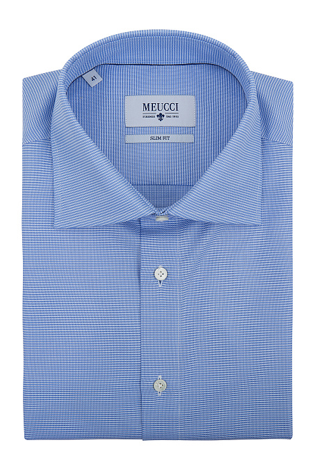 Модная мужская голубая рубашка с короткими рукавами арт. SL 9202300 R 12172/151322K от Meucci (Италия) - фото. Цвет: Голубой. Купить в интернет-магазине https://shop.meucci.ru

