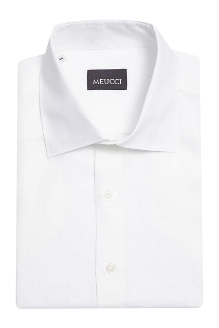 Модная мужская рубашка с коротким рукавом белого цвета  арт. SL 90202 R BAS 0493/141756K от Meucci (Италия) - фото. Цвет: Белый.
