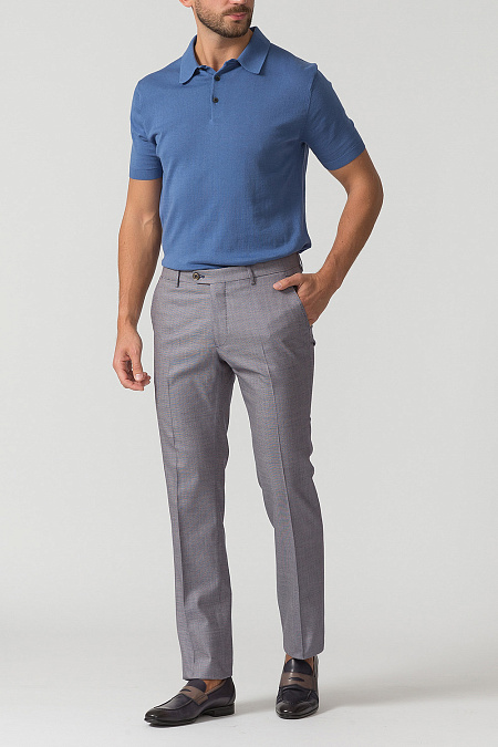 Мужские брендовые брюки арт. LB5046X BLUE Meucci (Италия) - фото. Цвет: Синий, микродизайн. Купить в интернет-магазине https://shop.meucci.ru
