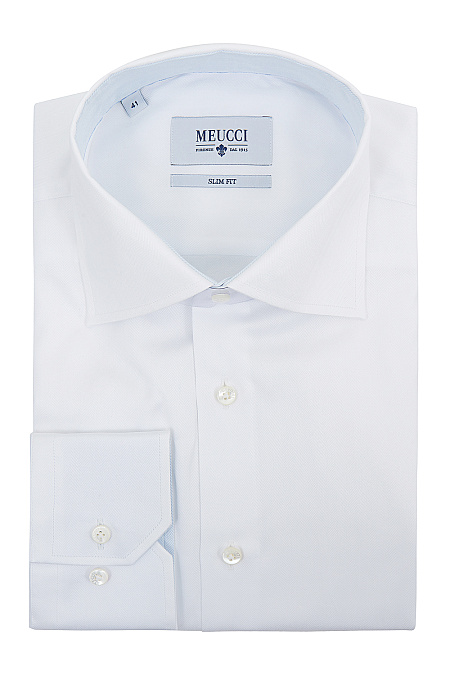 Модная мужская классическая рубашка белого цвета из хлопка арт. SL 9202302 R 10172/151310 от Meucci (Италия) - фото. Цвет: Белый. Купить в интернет-магазине https://shop.meucci.ru

