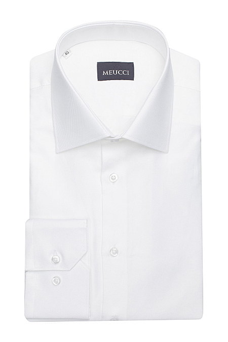 Модная мужская рубашка белая с длинным рукавом арт. SL 902020 RL BAS 0191/182006 от Meucci (Италия) - фото. Цвет: Белый, микродизайн. Купить в интернет-магазине https://shop.meucci.ru

