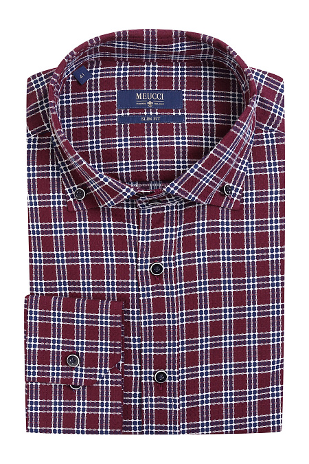 Мужская брендовая бордовая рубашка casual в клетку арт. SL 93402 R 25171/141593 Meucci (Италия) - фото. Цвет: Бордовый в крупную клетку. Купить в интернет-магазине https://shop.meucci.ru


