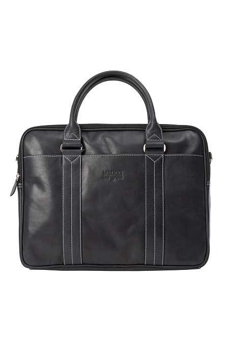 Кожаная сумка-портфель для мужчин бренда Meucci (Италия), арт. O-78125 KR - фото. Цвет: Черный. Купить в интернет-магазине https://shop.meucci.ru

