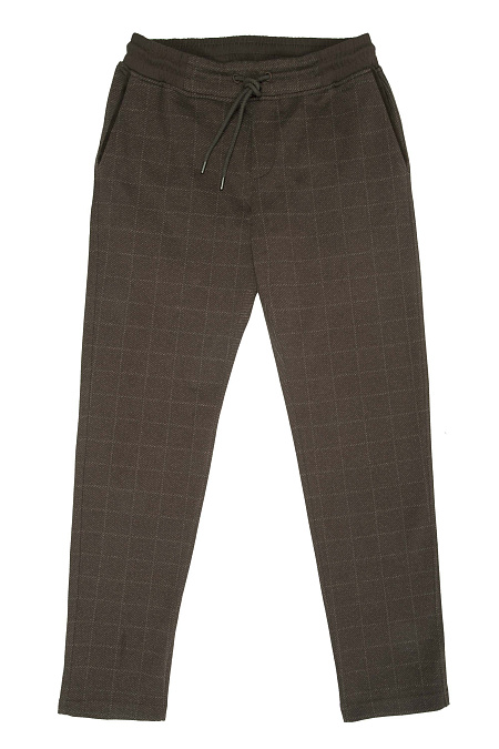 Трикотажный спортивный костюм ккоричневый в крупную клетку  для мужчин бренда Meucci (Италия), арт. SPS 10026 BROWN - фото. Цвет: Коричневый. Купить в интернет-магазине https://shop.meucci.ru
