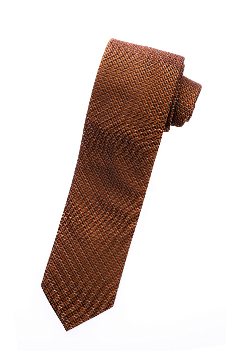 Кирпичный галстук с орнаментом для мужчин бренда Meucci (Италия), арт. 8148/1 - фото. Цвет: Кирпичный. Купить в интернет-магазине https://shop.meucci.ru
