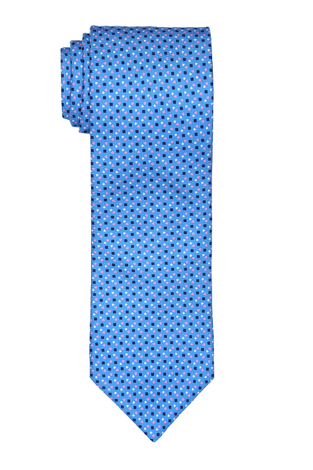 Шелковый галстук для мужчин бренда Meucci (Италия), арт. 7390/1 - фото. Цвет: Голубой с цветным орнаментом. Купить в интернет-магазине https://shop.meucci.ru
