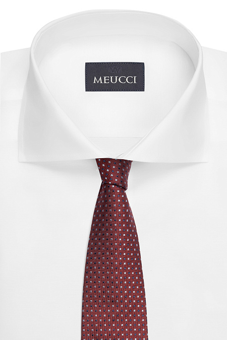 Бордовый галстук из шелка с мелким цветным орнаментом для мужчин бренда Meucci (Италия), арт. EKM212202-68 - фото. Цвет: Бордовый, цветной орнамент. Купить в интернет-магазине https://shop.meucci.ru
