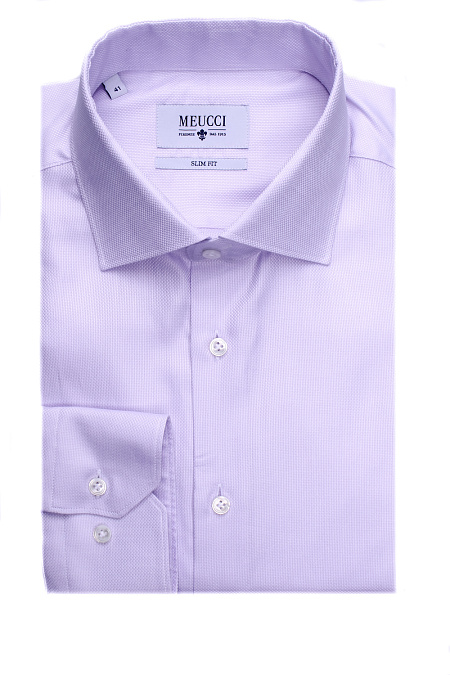 Модная мужская рубашка из хлопка арт. SL 90102 RL 13171/141295 от Meucci (Италия) - фото. Цвет: Сиреневый. Купить в интернет-магазине https://shop.meucci.ru

