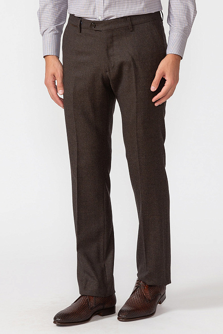 Мужские брендовые коричневые брюки из шерсти арт. 7WA379.001 BROWN/2 Meucci (Италия) - фото. Цвет: Коричневый. Купить в интернет-магазине https://shop.meucci.ru
