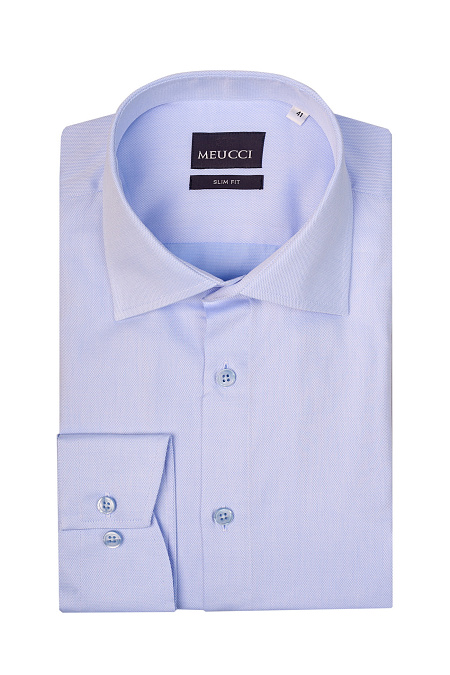 Модная мужская рубашка светло-синяя с микродизайном арт. SL 9020 R 0291 BAS/231132 от Meucci (Италия) - фото. Цвет: Светло-синий, микродизайн.
