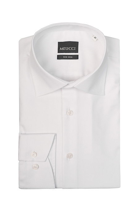 Модная мужская рубашка белая с микродизайном  арт. SL 9020 R 0191 BAS/231104 от Meucci (Италия) - фото. Цвет: Белый, микродизайн.
