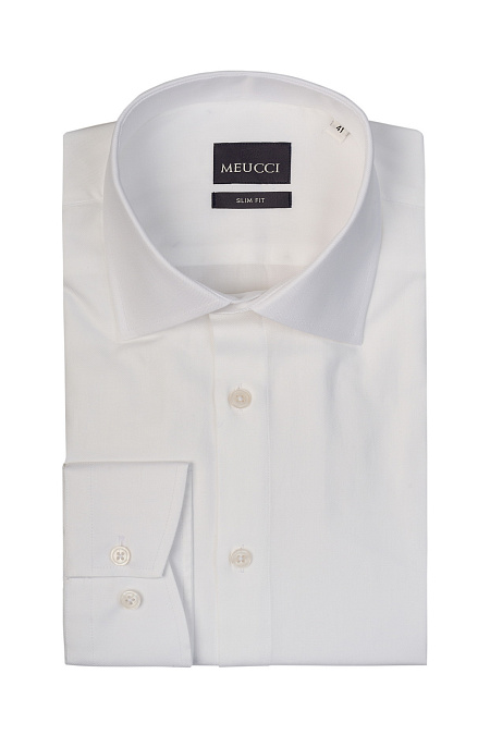 Модная мужская рубашка белого цвета  арт. SL 9020 RL 0191 BAS/231101 от Meucci (Италия) - фото. Цвет: Белый.
